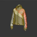 Hooded Zipper Jacket With Red Blue White Color Block Design And Chest Logo