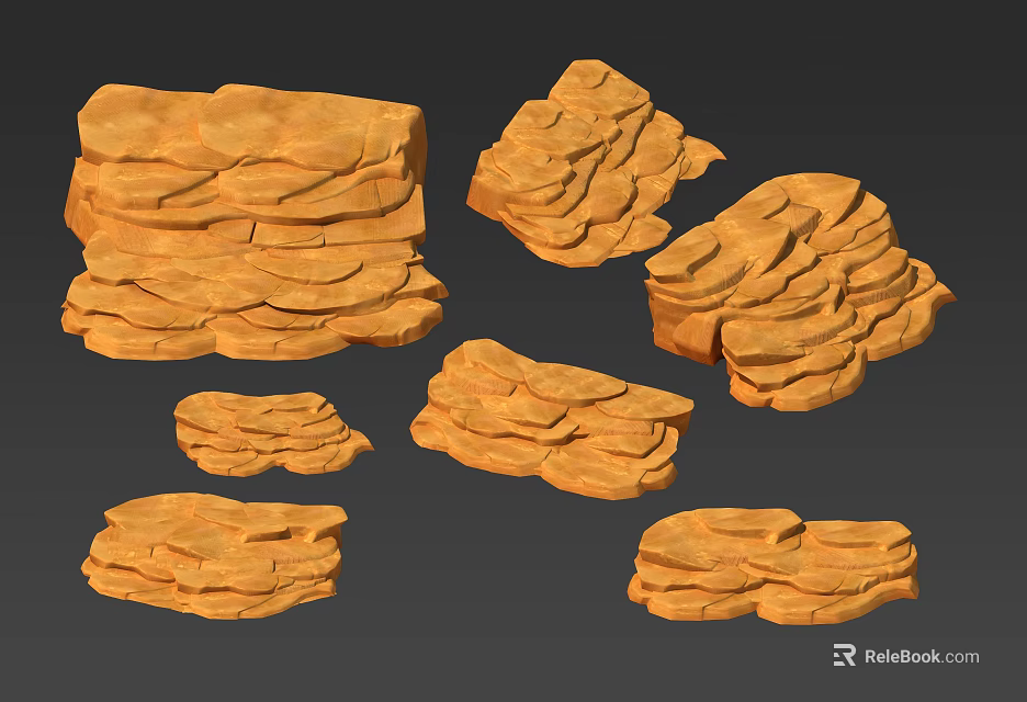 Layered Yellow Rock Terrain Models Featuring Stacked Stone Structures And Natural Texture 3d model