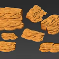 Layered Yellow Rock Terrain Models Featuring Stacked Stone Structures And Natural Texture 3d model