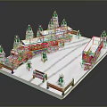 Coca Cola Trucks In Snowy Christmas Scene With Trees And Decorations