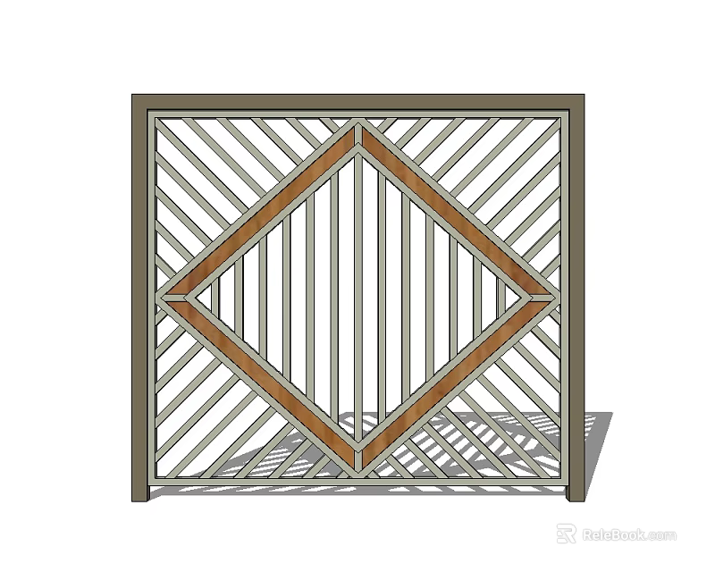 Modern Entrance Gate With Geometric Pattern Metal Frame And Diamond Design 3d model 