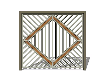 Modern Entrance Gate With Geometric Pattern Metal Frame And Diamond Design 3d model