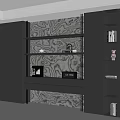 Modern Wine Cabinet Design With Open Shelves And Decorative Wall Panel 3d model