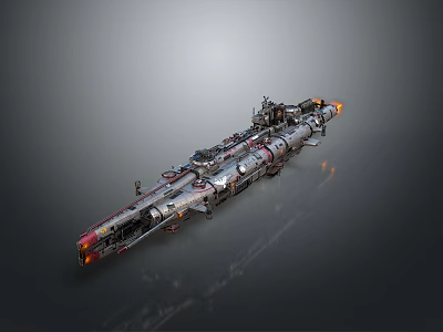 Futuristic Sci Fi Spaceship With Detailed Mechanical Structure And Glowing Engines 3d model