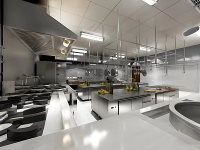 Modern catering kitchen equipment canteen kitchen console 3d model