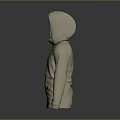 Modern Beige Hooded Jacket With Zippered Front And Functional Pockets Design 3d model