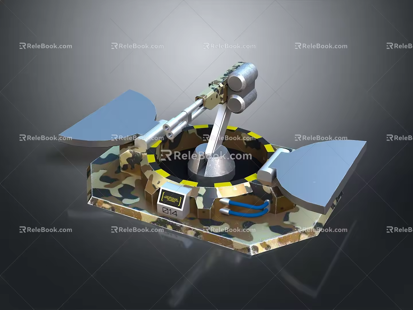 Turret Turntable Railgun Sci-fi Tower Defense Game Tower Defense Sci-fi Turret Game Turret Game Battery 3d model