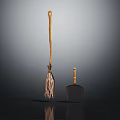 Essential Household Cleaning Tools Broom With Wooden Handle Natural Bristles And Dustpan
