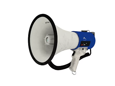 Blue And White Handheld Megaphone With Black Rim And Loudspeaker Function 3d model