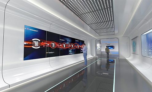 Modern Exhibition Hall Enterprise Science and Technology Exhibition Hall Corridor Exhibition Hall Touch Control Machine Enterprise Brand Honor Wall Enterprise Publicity Wall Image Wall Display Wall 3d model