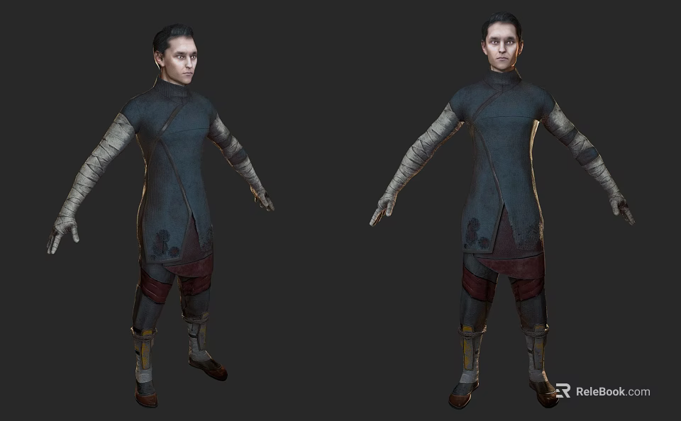 Man in Blue and Red Long Sleeve Costume 3D Character Model Posing 3d model 