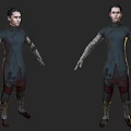 Man in Blue and Red Long Sleeve Costume 3D Character Model Posing