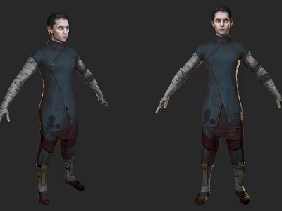 Man in Blue and Red Long Sleeve Costume 3D Character Model Posing 3d model