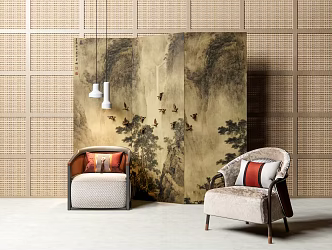 New Chinese-style Single Sofa 3d model