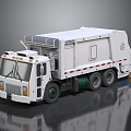 Modern White Garbage Truck With Three Axles And Reflected Surface 3d model
