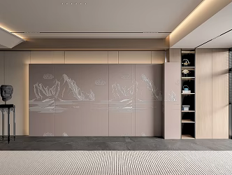Living room background wall 3d model