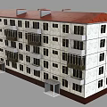 Multi Story School Building with Red Roof White Exterior Walls Windows and Balconies
