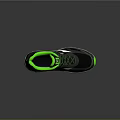 Black And Green Running Shoes With Gray Accents White Logo And Cushioned Sole