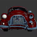 Vintage Red Convertible Classic Car With Black Top And Blue Accents