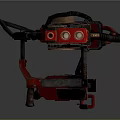 Red Sci-Fi Weapon Mechanical Structure With Scope Energy Core And Support Legs 3d model