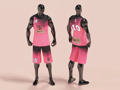 Pink Basketball Uniform With Number 10 Vest And Shorts Stylish Design 3d model