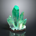 Green Transparent Crystal Cluster With Prismatic Sharp Edges And Brown Base
