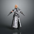 Blonde Haired Fantasy Character In Armored Robe Standing With Mythical Creature