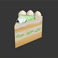 Layered Cake With Orange Yellow Layers Green Filling And White Cream Topping