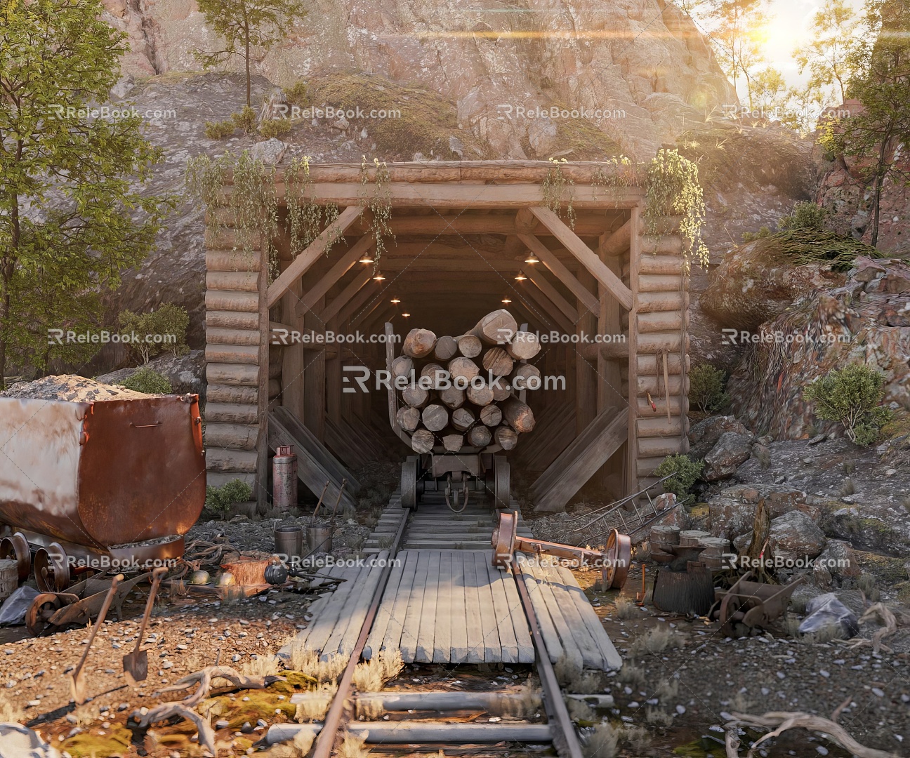 Modern Tunnel Mine Entrance 3d model