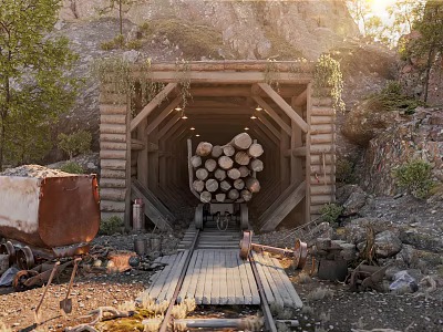 Modern Tunnel Mine Entrance 3d model