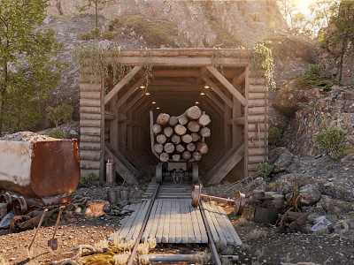 Modern Tunnel Mine Entrance 3d model