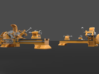 Industrial Lathe Machine With Yellow Structure Spindle Carriage And Guide Rail 3d model