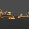 Industrial Lathe Machine With Yellow Structure Spindle Carriage And Guide Rail 3d model