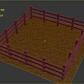 Square Area Enclosed by Red Wooden Fence With Brown Ground Surface