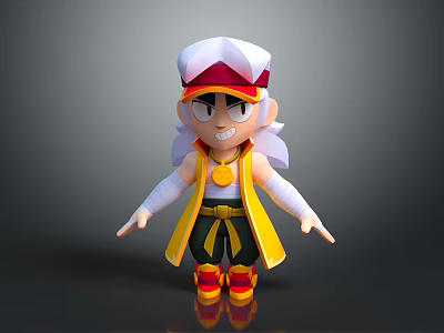 Cartoon Game Movie Character With Red White Hat Yellow Vest White Sleeves Red Shoes 3d model