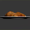 Golden Flaky Croissants Placed On A White Plate For Morning Meal