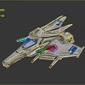 Futuristic Sci fi Spaceship Model With Silver Body And Blue Mechanical Details
