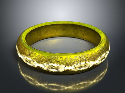 Elegant Golden Carved Bracelet Featuring Intricate Decorative Patterns And Shiny Edge 3d model
