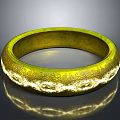 Elegant Golden Carved Bracelet Featuring Intricate Decorative Patterns And Shiny Edge
