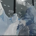 Glacier Themed Exhibition Space With White Arch And Marble Floor Design