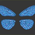 Blue Glittering Butterfly Wings With Symmetrical Shiny Patterns And Reflection 3d model