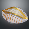 Unique Modern Sculptural Form With Golden Lines And Transparent Panels Design