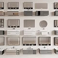 Modern Bathroom Vanity Collection With Various Styles Mirrors And Storage Cabinets 3d model
