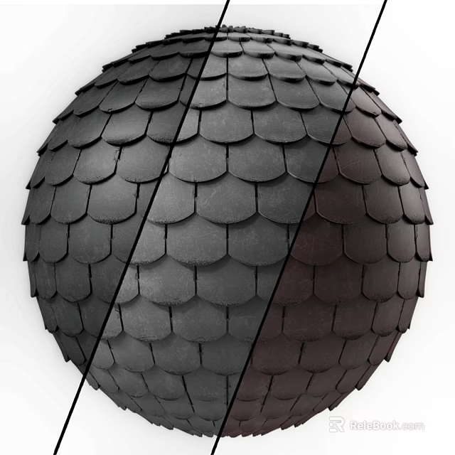 Architectural Scaled Tiles Sphere Structure With Dark Gray And Black Colors And Dividing Lines 3d model 