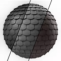 Architectural Scaled Tiles Sphere Structure With Dark Gray And Black Colors And Dividing Lines