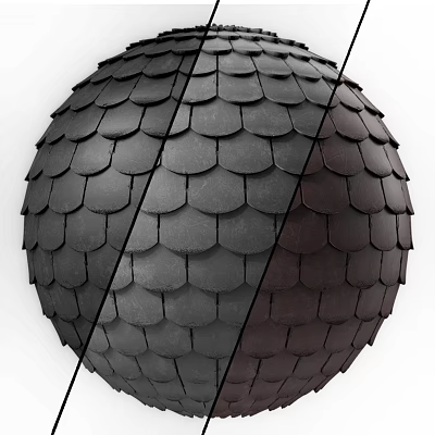 Architectural Scaled Tiles Sphere Structure With Dark Gray And Black Colors And Dividing Lines 3d model