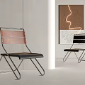 Modern Leisure Chairs With Metal Frames Pink And Black Leather Seats In Art Decor Interior