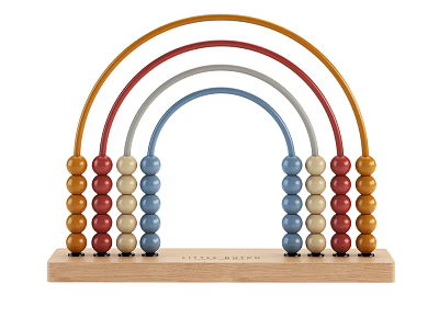 Rainbow Shaped Wooden Abacus With Colorful Beads And Moong Beach 3d model