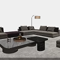 Modern Sofa Coffee Table Set With Soft Cushions Marble Surface And Floor Lamp Decor 3d model