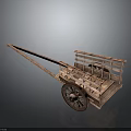 Vintage Wooden Cart Design With Classic Frame Wheels And Railing Structure